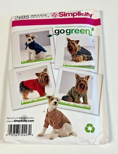 Simplicity Pattern # 2695 Pet Dog Clothes In Three Sizes ( XS,S,M) NEW & UNCUT - Picture 1 of 2