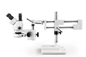 Parco 7X-45X Simul-Focal Trinocular Zoom Stereo Microscope w/144-LED Ring Light - Picture 1 of 4