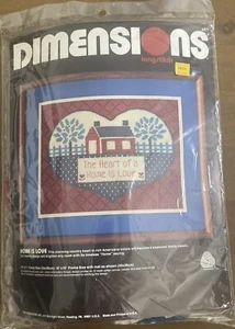 HTF Brand New Dimensions Long Stitch Kit - HOME IS LOVE #2271 - Vintage 1984 - Picture 1 of 4