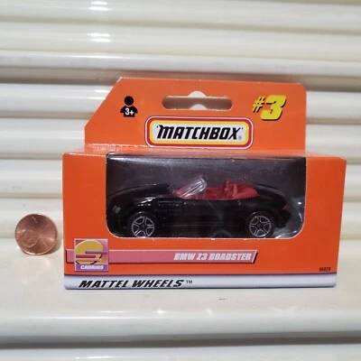 Matchbox 1999 #3 Black BMW Z3  ROADSTER Dark Red Seats *GERMAN Issue +GERMAN Box - Image 1 of 4