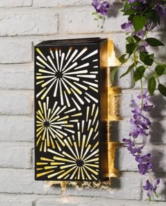 Luz LED Solar Diseño Fuegos Artificiales Metal Pared Arte Panel Jardín Patio Cerca Exterior - Imagen 1 de 2