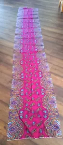 Pink Purple Paisley Border Fabric 3.8 Yards 22 x 135 Cotton Quilt Runner Shawl - Imagen 1 de 3