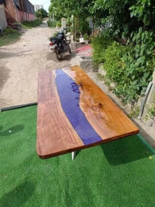 72"x30" Epoxy Resin Sofa Dining Table Wooden Live Edge Conference Home Decors - Picture 1 of 7