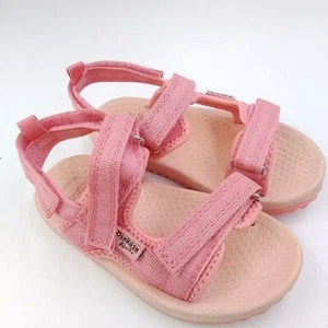 OshKosh B'Gosh Girls Rose Pink Open Toe Hook And Loop Strappy Sandal Size 8 - Picture 1 of 9