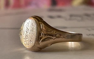 Vintage 14K/583 massiver Rotgold Siegelring UdSSR Punze russische Größe 5,75 - Bild 1 von 8