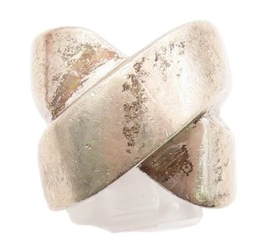 925 Sterling Silver Vintage Ring Solid Criss Crossed X Heavy Sz 6.5 RG33467 - Picture 1 of 8