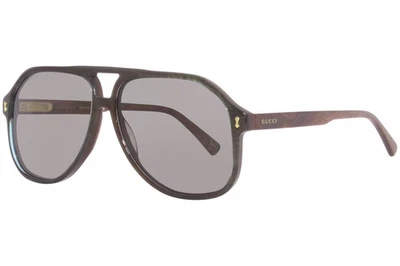 Gucci GG1042S 003 Sunglasses Men's Blue-Brown/Grey Lenses Pilot 60mm - Image 1 of 4