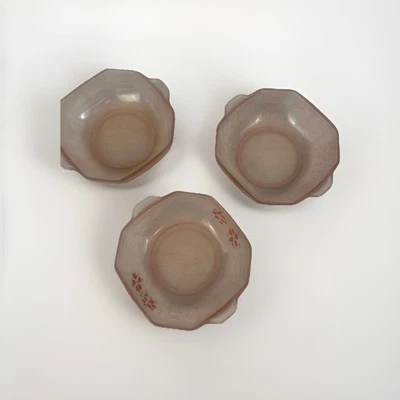 Juego de 3: Platos Cuadrados Rosa Esmerilado Vintage Deco Hocking Glass Company Foto 1 de 4
