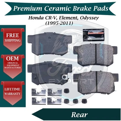 Premium OE Rear Ceramic Brake Pads Kit For 1995-2011 Honda Lifetime Warranty - Image 1 of 4