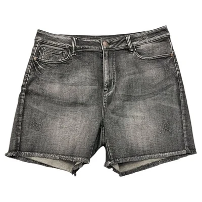 Judy Blue Jean Shorts Mid-Rise Frayed Hem 2XL NWT Faded Black 5" Plus Size - Image 1 of 4