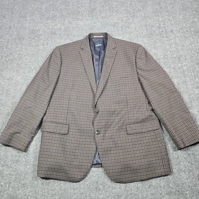 Daniel Hechter Blazer Mens 50R Brown Blue Check 100% Wool Sport Coat Jacket - Image 1 of 4
