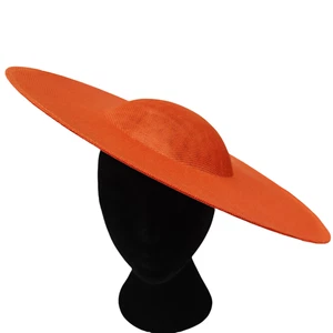 orange large wide brim DIY fascinator base wedding hat Kentucky Derby Ascot - Picture 1 of 4