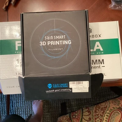 3 new spools plastic filament black white SAIN SMART and Hatchbox PLA - Image 1 of 4