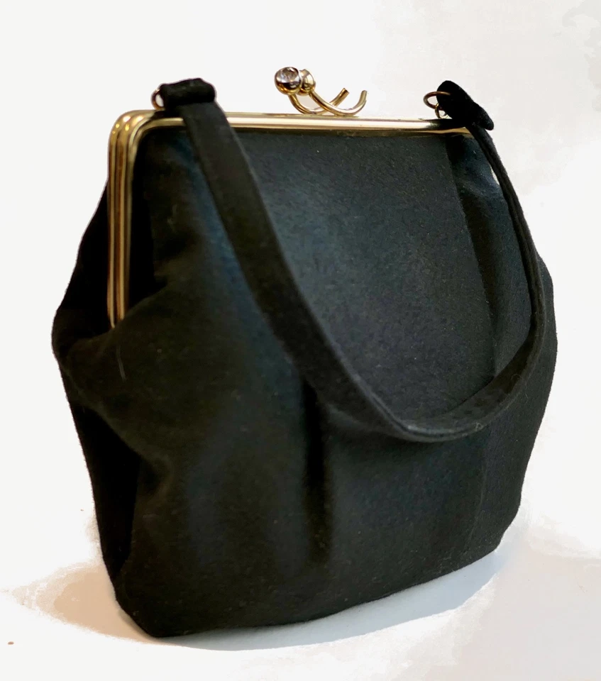 Cartera de lana vintage años 50 decorativa estrás bloqueo de beso Foto 1 de 4