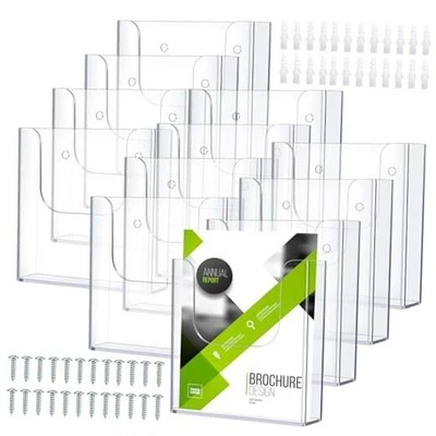  12 Pack Brochure Holder Wall Mount 6 x 9 Inch Clear Flyer Holder Magazine  - Image 1 of 4