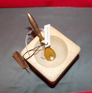 SQUARE STONE DISH with spoon, NEW WITH TAGS - Picture 1 of 6