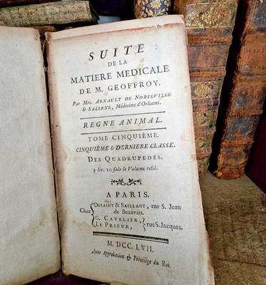 Old Book 1757 - MADICINE OF ANIMALS - Geoffroy’s Veterinarian Science - Image 1 of 4