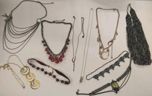 Lot Of 10 Witchy Gothic Necklaces Choker, Chains, Beads, Moons, Stars, Velvet - Picture 1 of 11