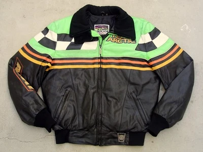 Vtg Arctic Cat Snowmobile Leather Jacket w Liner Men's Sz Large - Image 1 of 4