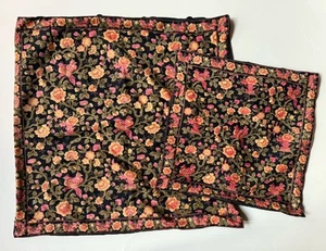 2 NEW Vintage APRIL CORNELL Flower Decorative PILLOW SHAMS French Country BLACK - Picture 1 of 15