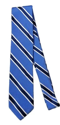 Breuer Bergdorf Goodman Men's Silk Necktie Blue Striped Italian Luxury Tie - Image 1 of 3