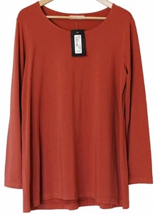 Bryn Walker NWT Bamboo Organic Cotton GABO TUNIC Long Slv Tee SZ L Turmeric $118 - Picture 1 of 3