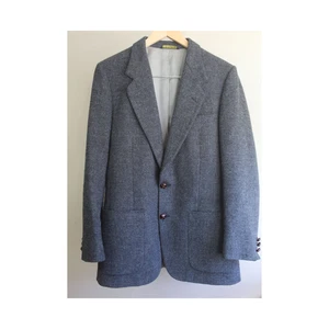 40R Nino Cerruti Paris 100% Wool Tweed Sport Coat Mens M L Marled Copen Blue - Picture 1 of 10