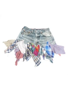Reworked Y2K Levis Plaid Denim Skirt Waist-28 - Picture 1 of 2
