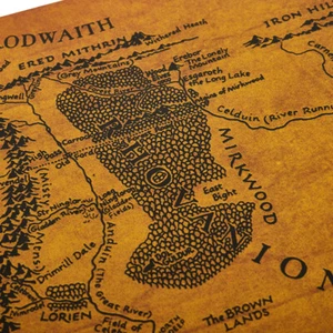The Rings Middle Earth Map The Retro Kraft Paper Poster Decoration Wall Stic AUT - Picture 1 of 9