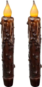 Real Wax Hand Dipped Battery Operated LED Timer Taper Candles Country Primitive - Picture 1 of 12