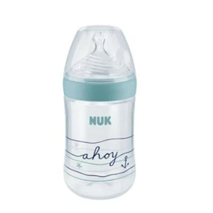 NUK Nature Sense Babyflasche Silikon-Trinksauger, BPA-frei, Größe M, 260ml, blau - Bild 1 von 5