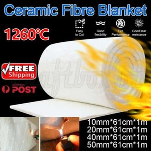 61*100cm Ceramic Fiber Blanket High Temperature Thermal Fireproof Insulation AU - Picture 1 of 16
