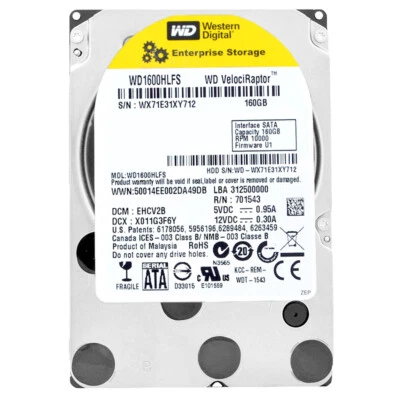 WD Hard Drive 160GB WD1600HLFS 16MB Cache 10,000RPM SATA II 2.5" - Image 1 of 4