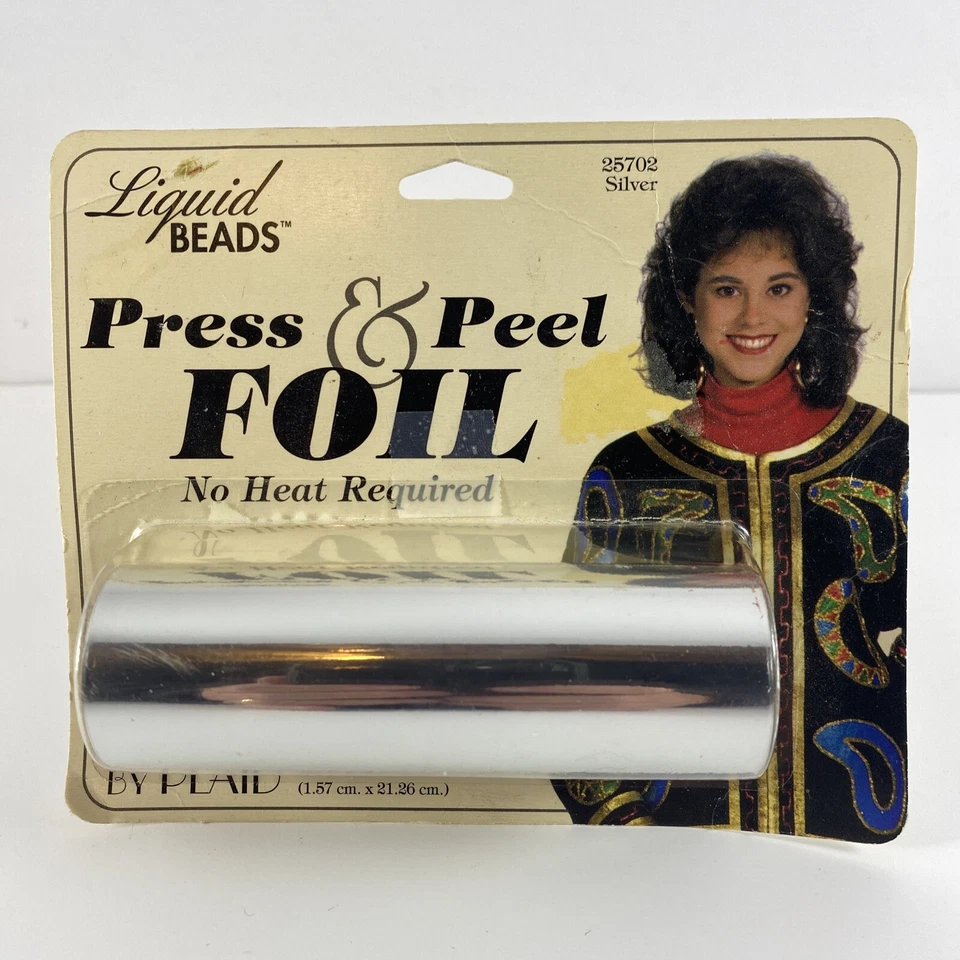 Vintage LIQUID BEADS Press & Peel Foil by Plaid SILVER 1990's NOS 1993 - Image 1 of 4