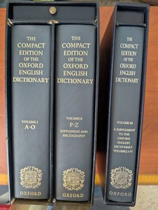 The Compact Edition of The Oxford English Dictionary 3 Volumes with Reading Glas - Picture 1 of 3
