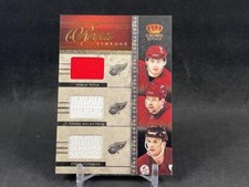 2011-12 PANINI CROWN ROYALE TATAR HOLMSTROM YZERMAN #12 LINEAGE JERSEY RED WINGS
