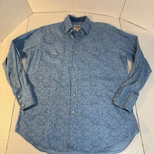 Camisa Perla Snap Manga Larga Para Hombre L Azul Paisley Western ELY Ganadero EE. UU. - Imagen 1 de 17
