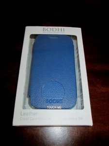 BODHI Blue LEATHER CREDIT CARD WALLET for SAMSUNG GALAXY SIII Phone NEW Case - Picture 1 of 1