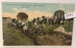 1912 BREAKING GROUND FOR APOLLO STEEL CO. MILL ARMSTRONG COUNTY PA RARA CARTOLINA - Foto 1 di 2