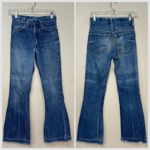 Vintage 1970s Flare Leg Levi’s Blue Jeans 26"x28.5" Orange Tab 70s Denim Hippie - Picture 1 of 14