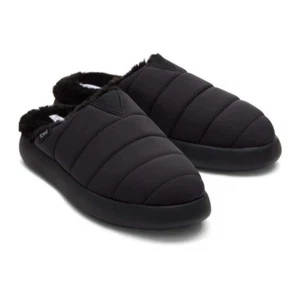 TOMS ALPARGATA MALLOW Womens Warm Fabric Lining Comfortable Textile Mules Black