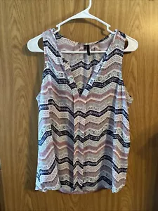 Maurice’s Women’s V-neck Multicolor Patterned Sleeveless Blouse Size L - Picture 1 of 3