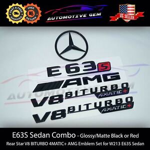 E63S AMG V8 BITURBO 4MATIC+ Rear Star Emblem Black Badge Combo Set Mercedes W213