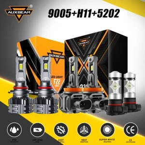 AUXBEAM 9005+H11+5202 LED Headlight Fog Bulbs 6500K for Chevy Colorado 2015-2024 - Picture 1 of 12