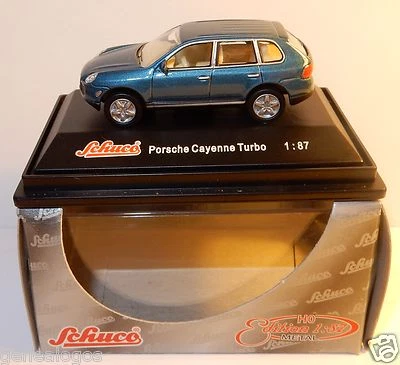 Micro Metal Die Cast Schuco Ho 1/87 Porsche Cayenne Turbo Blu Metal In Scatola - Immagine 1 di 4
