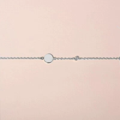 Браслет с брелоками с подлинными бриллиантами 0,10 карата покрытие белым золотом серебро 7 дюймов - Изображение 1 из 4