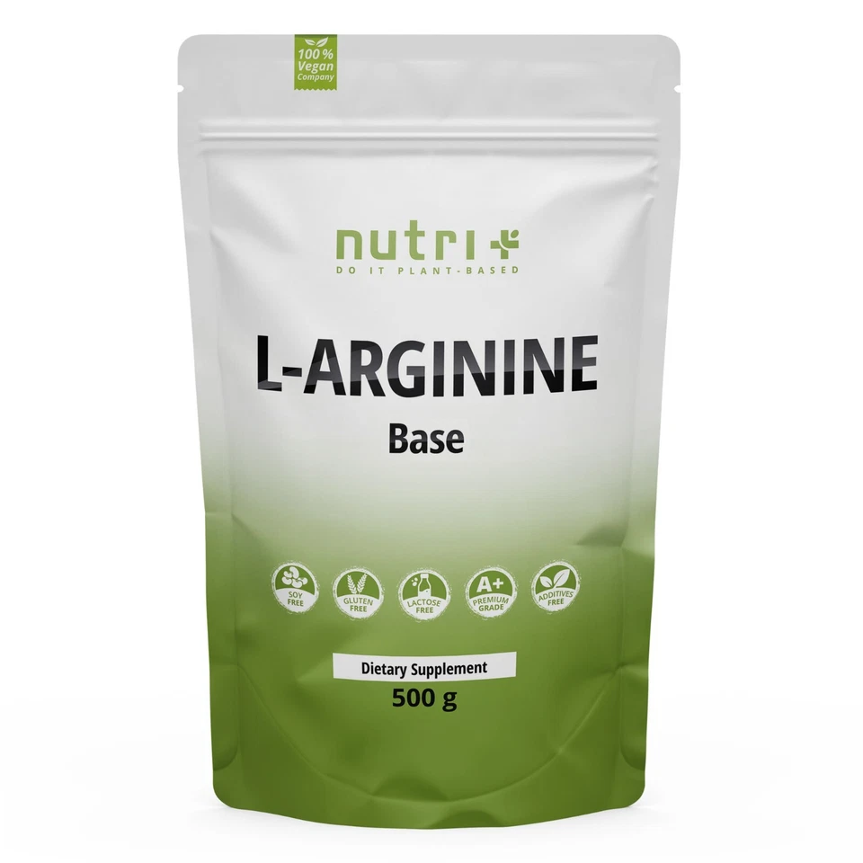 NUTRI-PLUS L ARGININ BASE Pulver hochdosiert + vegan - L-Arginine Powder ohne Zusätze 500g