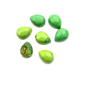 Green Turquoise Pear Cabochon Loose Gemstone Lot 7 Pcs 6*8 MM 8 CT - Picture 1 of 3