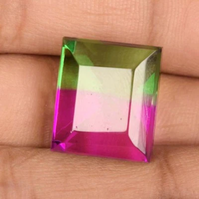 Dual Color Watermelon Tourmaline 29.85 Ct Emerald Facet Cut True Precious Gem - Image 1 of 4