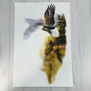 Ferro da stiro vintage su trasferimento 8"x14" aquila volante ali sussurranti usura impulsi - Foto 1 di 3